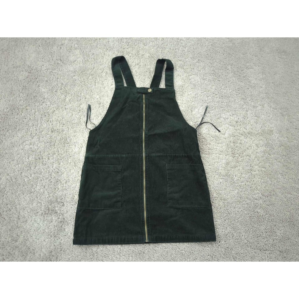Forever‎ 21 Pinafore Dress Womens M Green Corduroy Full Zip Mini